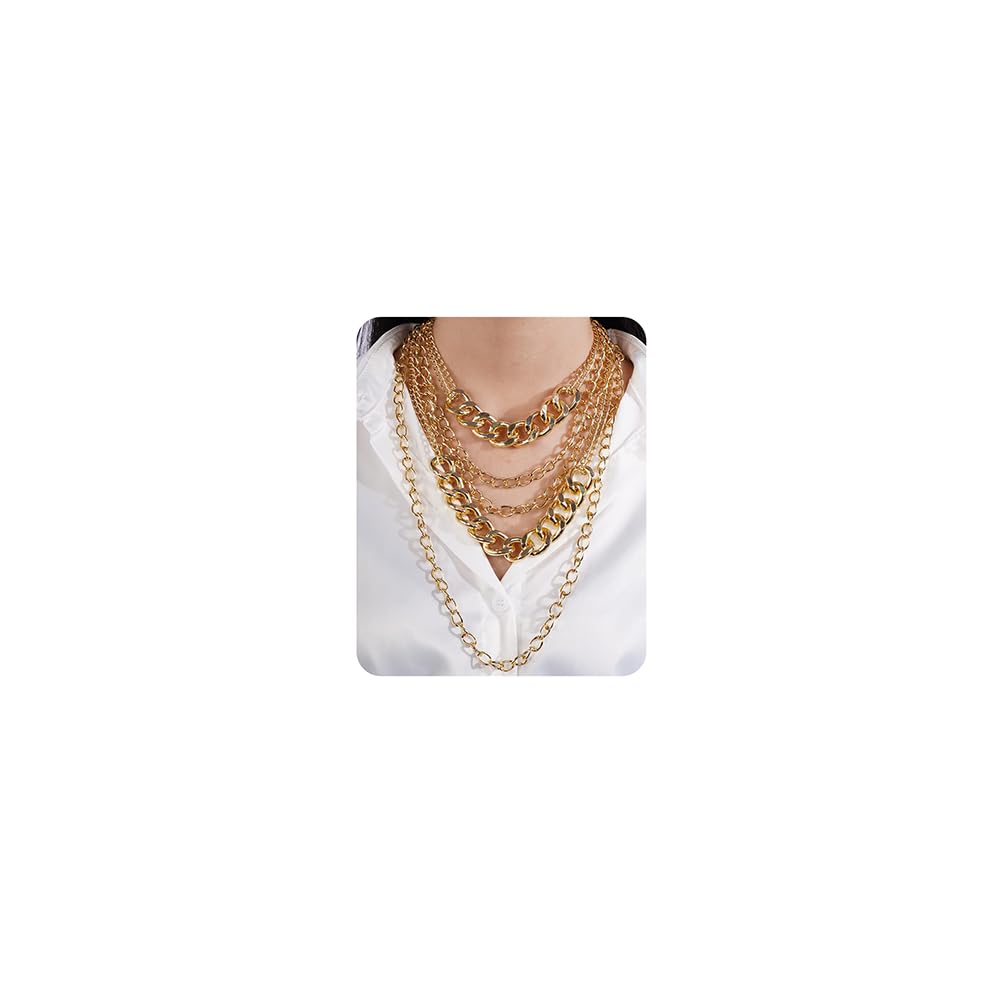 Amazon.com: Wiwpar Layered Chunky Necklaces for women Punk Hip Hop